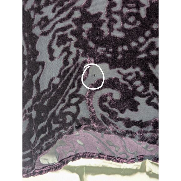 CHICO'S Design Rayon/Silk Burnout Velvet Paisley Shirt Boho Hippie Large/12 - Picture 8 of 8